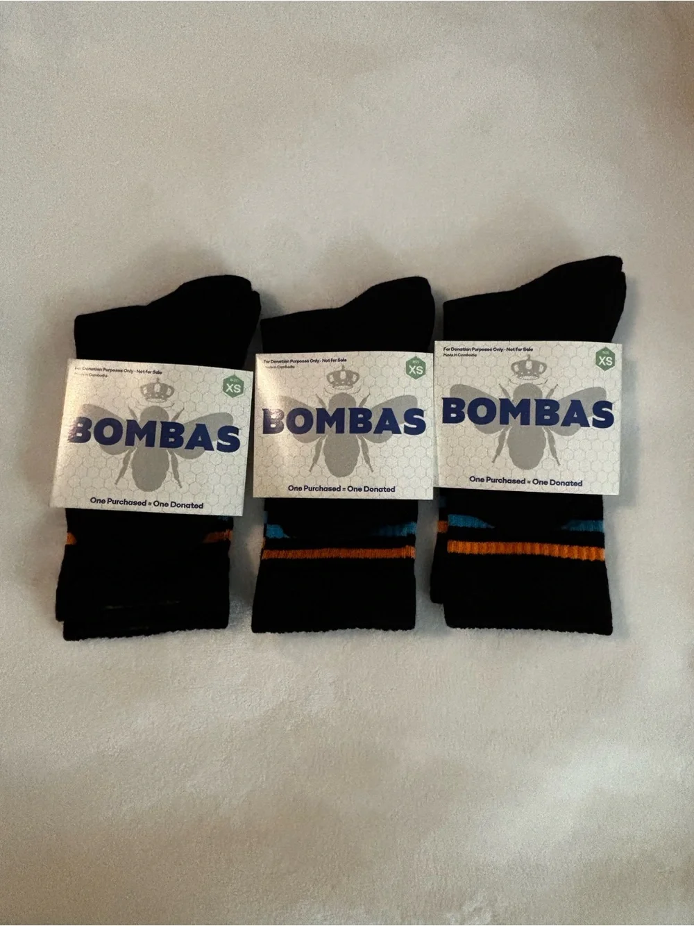 Bombas Black Crew Socks - 3 pair - Sz XS. NWT